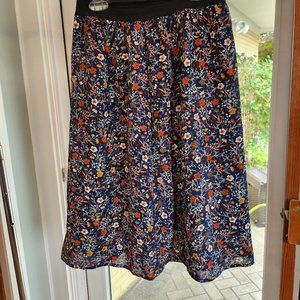Navy Floral Midi Skirt